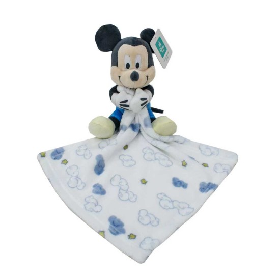 Λούτρινο Ζωάκι Με Πανάκι Παρηγορίας Coral Fleece Σετ Disney Home Mickey 36 White-Blue Dimcol 2Τεμ