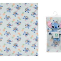 Λούτρινο Ζωάκι & Coral Fleece Σετ Disney Home Stitch 27 Light Green Dimcol 2Τεμ