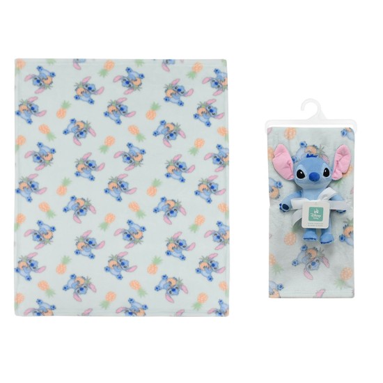 Λούτρινο Ζωάκι & Coral Fleece Σετ Disney Home Stitch 27 Light Green Dimcol 2Τεμ
