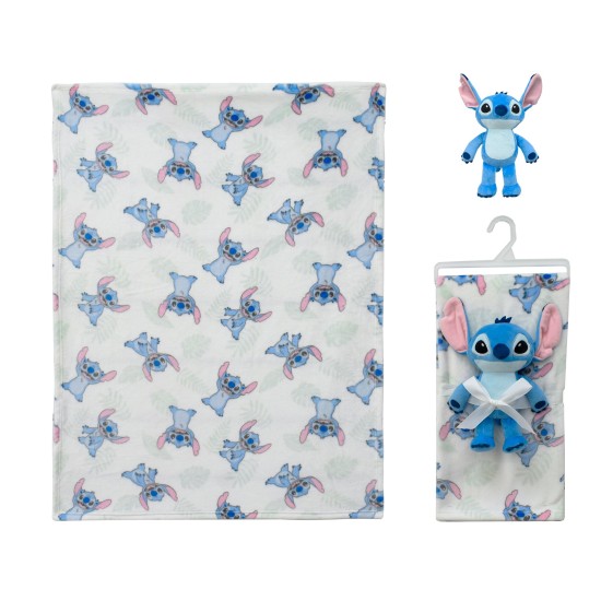 Λούτρινο Ζωάκι & Coral Fleece Σετ Disney Home Stitch 28 White-Blue Dimcol 2Τεμ