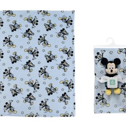 Λούτρινο Ζωάκι & Coral Fleece Σετ Disney Home Mickey 29 Wathet Blue Dimcol 2Τεμ