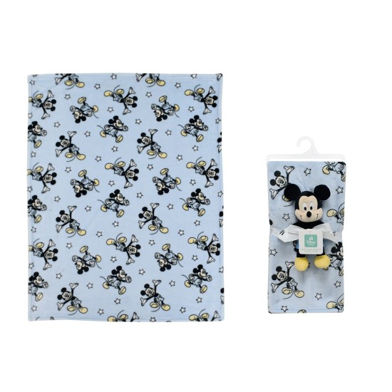 Λούτρινο Ζωάκι & Coral Fleece Σετ Disney Home Mickey 29 Wathet Blue Dimcol 2Τεμ