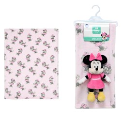Λούτρινο Ζωάκι & Coral Fleece Σετ Disney Home Minnie 30 Pink-Black Dimcol 2Τεμ