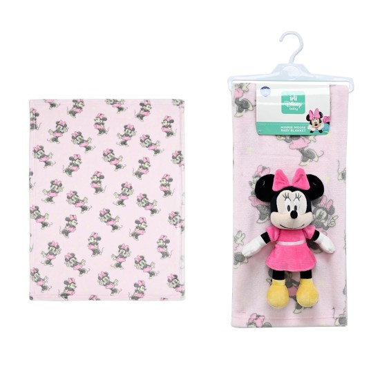 Λούτρινο Ζωάκι & Coral Fleece Σετ Disney Home Minnie 30 Pink-Black Dimcol 2Τεμ