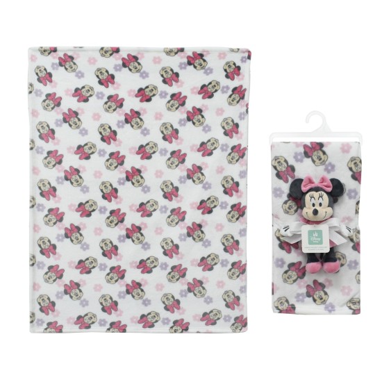 Λούτρινο Ζωάκι & Coral Fleece Σετ Disney Home Minnie 31 White-Black Dimcol 2Τεμ