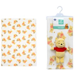 Λούτρινο Ζωάκι & Coral Fleece Σετ Disney Home Winnie 32 White-Yellow Dimcol 2Τεμ