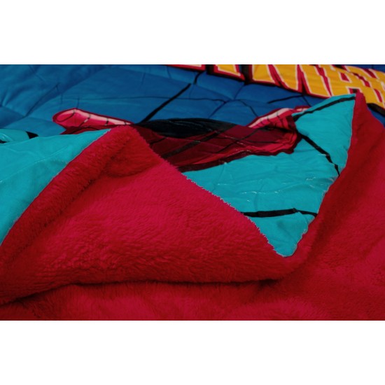 Κουβερτοπάπλωμα Με Sherpa Μονό Disney Home Marvel Spiderman 13 Turquoise-Blue Flannel Dimcol (160x250) 1Τεμ