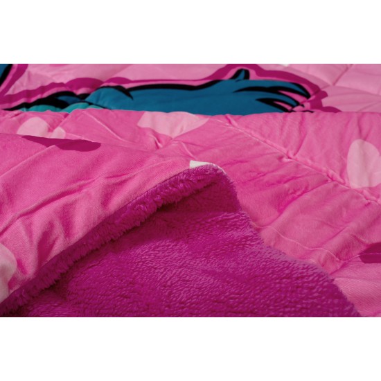 Κουβερτοπάπλωμα Με Sherpa Μονό Disney Home Lilo & Stitch 57 Pink Flannel Dimcol (160x250) 1Τεμ