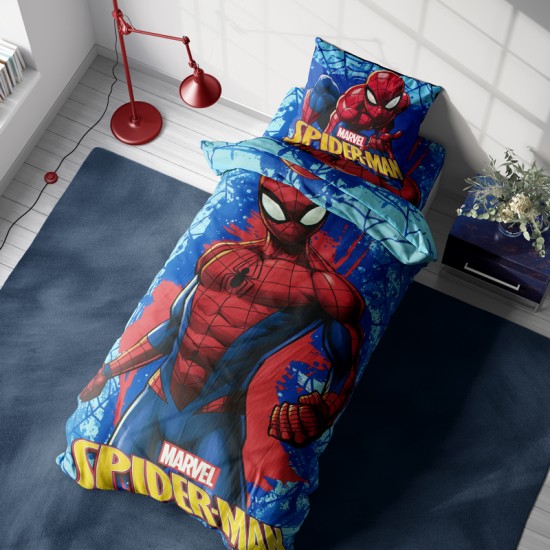 Κουβερλί Παιδικό Μονό Marvel Spiderman 713 Electric Blue Cotton Dimcol (160x240) 2Τεμ