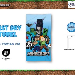 Πετσέτα Θαλάσσης Παιδική Mojang Minecraft 49 Blue Micro Quick Dry Dimcol (70x140) 1Τεμ