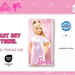 Πετσέτα Θαλάσσης Παιδική Mattel Barbie 85 Digital Print Pink Micro Quick Dry Dimcol (70x140) 1Τεμ