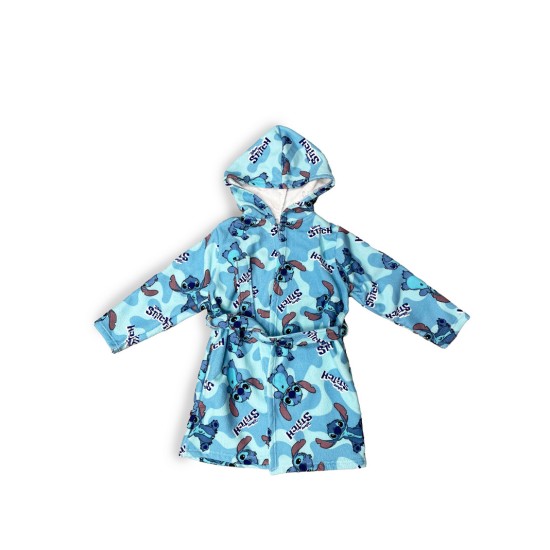 Μπουρνούζι Παιδικό Με Κουκούλα Disney Home Lilo & Stitch Sky Blue Micro Dimcol 1Τεμ