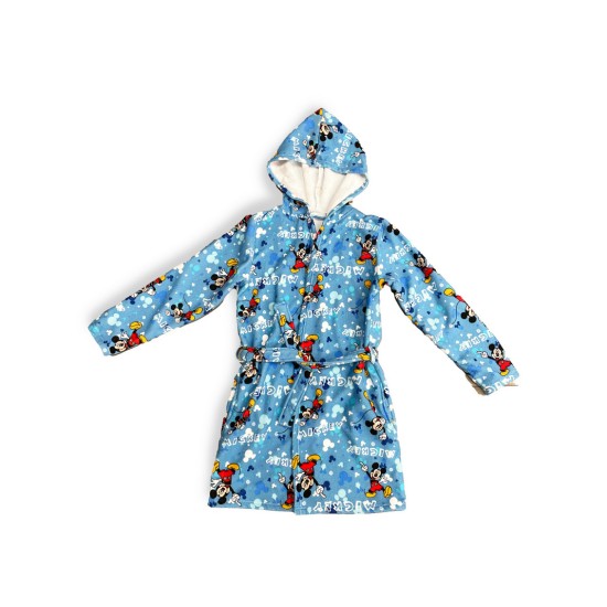 Μπουρνούζι Παιδικό Με Κουκούλα Disney Home Mickey Blue Micro Dimcol 1Τεμ