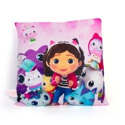 Διακοσμητικό Μαξιλάρι Παιδικό Βελούδινο DreamWorks Gabby's Dollhouse 03 Pink 100% Velboa Dimcol (38x38) 1Τεμ