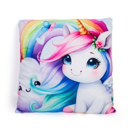 Διακοσμητικό Μαξιλάρι Παιδικό Βελούδινο Unicorn 10 Pink 100% Velboa Dimcol (38x38) 1Τεμ