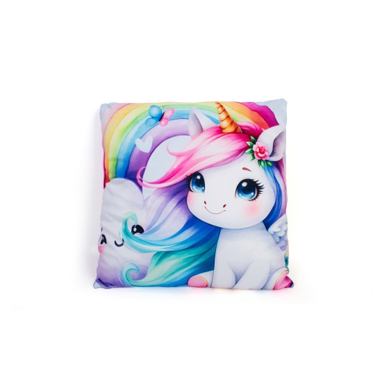 Διακοσμητικό Μαξιλάρι Παιδικό Βελούδινο Unicorn 10 Pink 100% Velboa Dimcol (38x38) 1Τεμ