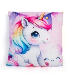 Διακοσμητικό Μαξιλάρι Παιδικό Βελούδινο Unicorn 10 Pink 100% Velboa Dimcol (38x38) 1Τεμ