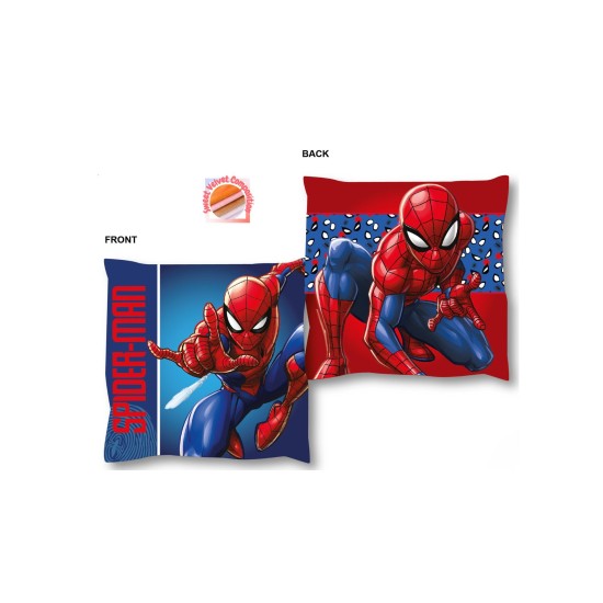 Διακοσμητικό Μαξιλάρι Παιδικό Βελούδινο Marvel Spiderman 07 Blue 100% Velboa Dimcol (38x38) 1Τεμ