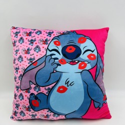 Διακοσμητικό Μαξιλάρι Βελούδινο Παιδικό Disney Home Stitch & Angel 610 Pink-Fuchsia Dimcol (38x38) 1Τεμ