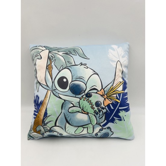 Διακοσμητικό Μαξιλάρι Βελούδινο Παιδικό Disney Home Stitch & Angel 612 Pale Blue Dimcol (38x38) 1Τεμ
