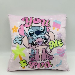 Διακοσμητικό Μαξιλάρι Βελούδινο Παιδικό Disney Home Stitch & Angel 614 Baby Pink Dimcol (38x38) 1Τεμ