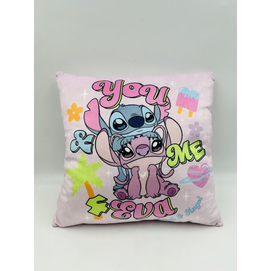 Διακοσμητικό Μαξιλάρι Βελούδινο Παιδικό Disney Home Stitch & Angel 614 Baby Pink Dimcol (38x38) 1Τεμ