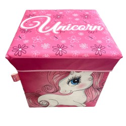 Σκαμπό - Κουτί Παιδικό Kids Unicorn 10 Pink Dimcol (30x30x30) 1Τεμ