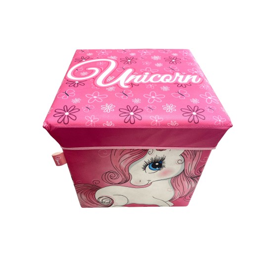 Σκαμπό - Κουτί Παιδικό Kids Unicorn 10 Pink Dimcol (30x30x30) 1Τεμ