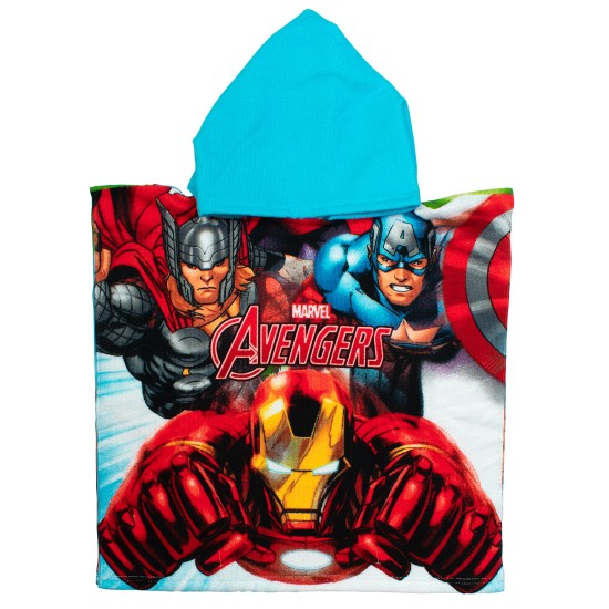 Poncho Παιδικό Θαλάσσης Quick Dry Marvel Avengers 198 White-Multi Micro Dimcol (50x100) 1Τεμ