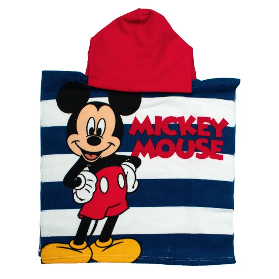 Poncho Παιδικό Θαλάσσης Quick Dry Disney Home Mickey 193 White-Dark Blue Micro Dimcol (50x100) 1Τεμ
