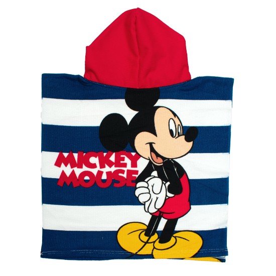 Poncho Παιδικό Θαλάσσης Quick Dry Disney Home Mickey 193 White-Dark Blue Micro Dimcol (50x100) 1Τεμ