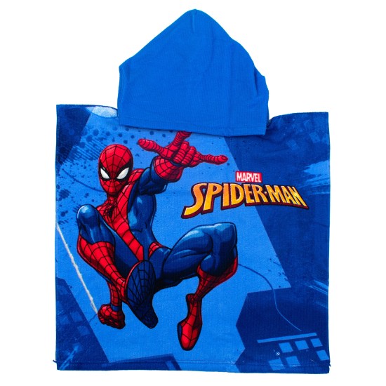 Poncho Παιδικό Θαλάσσης Marvel Spiderman 538 Sky Blue-Blue Quick Dry Micro Dimcol (50x100) 1Τεμ