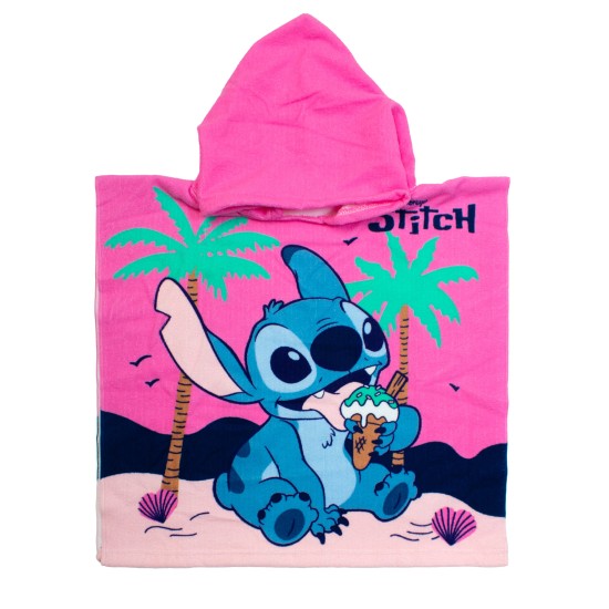 Poncho Παιδικό Θαλάσσης Quick Dry Disney Home Lilo & Stitch 195 Baby Pink Micro Dimcol (50x100) 1Τεμ