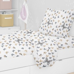Σεντόνια Παιδικά Μονά Σετ Kids Butterfly 55 Beige Cotton Dimcol (160x240) 3Τεμ
