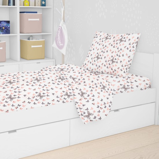 Σεντόνια Βρεφικά Κούνιας Σετ Print Baby Butterfly 61 Coral Cotton Dimcol (120x160) 3Τεμ