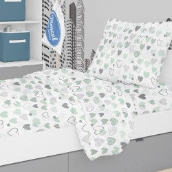 Μαξιλαροθήκη Kids Hearts 10 Green Cotton Dimcol (50x70) 1Τεμ