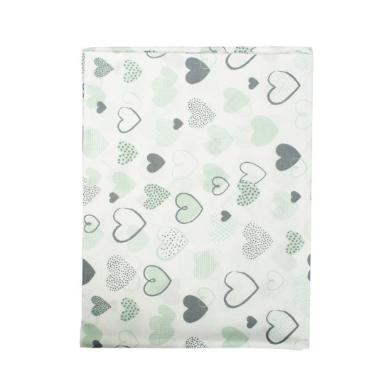 Μαξιλαροθήκη Kids Hearts 10 Green Cotton Dimcol (50x70) 1Τεμ Μαξιλαροθήκη Kids Hearts 10 Green Cotton Dimcol (50x70) 1Τεμ