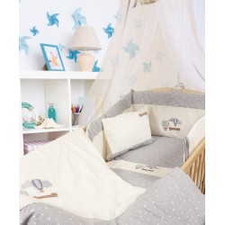 Πάπλωμα Βρεφικό Κούνιας Baby Bed Αερόστατο Grey 01 Με Κέντημα Cotton Dimcol (100x140) 1Τεμ