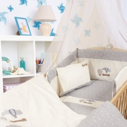 Πάπλωμα Βρεφικό Κούνιας Baby Bed Αερόστατο Grey 01 Με Κέντημα Cotton Dimcol (100x140) 1Τεμ