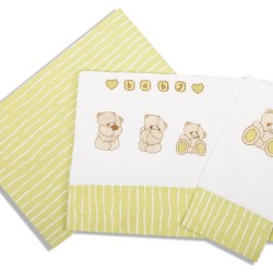 Σεντόνια Κούνιας Σετ Baby Bed Bear 108 Με Κέντημα Cotton Dimcol (120x170) 3Τεμ