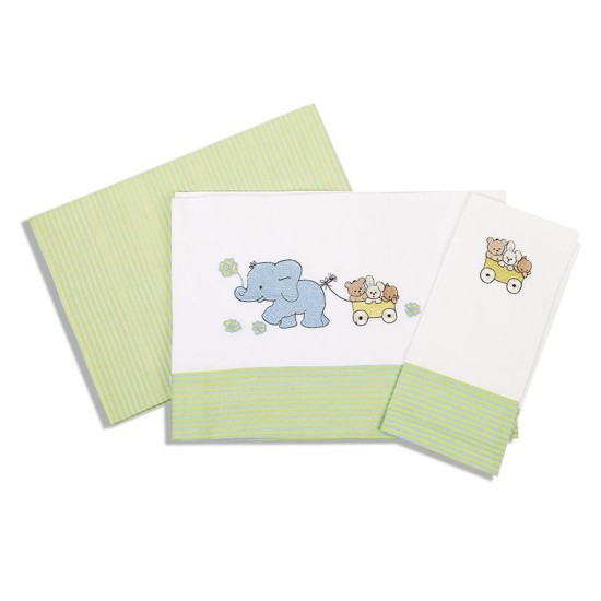 Σεντόνια Κούνιας Σετ Baby Bed Elephant 111 Με Κέντημα Cotton Dimcol (120x170) 3Τεμ