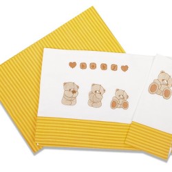 Σεντόνια Κούνιας Σετ Baby Bed Bear 109 Με Κέντημα Cotton Dimcol (120x170) 3Τεμ