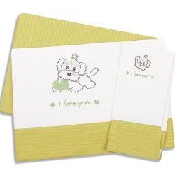 Σεντόνια Κούνιας Σετ Baby Bed 120 Με Κέντημα Cotton Dimcol (120x170) 3Τεμ