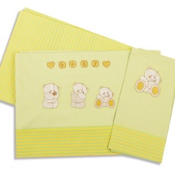Σεντόνια Κούνιας Σετ Baby Bed Bear 110 Με Κέντημα Cotton Dimcol (120x170) 3Τεμ