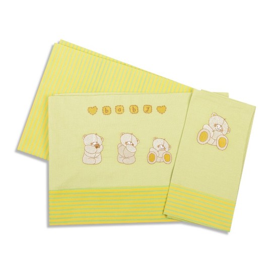 Σεντόνια Κούνιας Σετ Baby Bed Bear 110 Με Κέντημα Cotton Dimcol (120x170) 3Τεμ