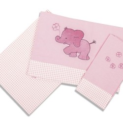 Σεντόνια Κούνιας Σετ Baby Bed Elephant 15 Με Κέντημα Cotton Dimcol (120x170) 3Τεμ