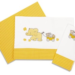 Σεντόνια Κούνιας Σετ Baby Bed Elephant 112 Με Κέντημα Cotton Dimcol (120x170) 3Τεμ