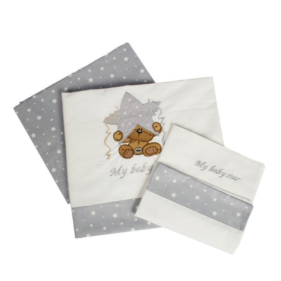 Σεντόνια Βρεφικά Με Κέντημα Κούνιας Σετ Baby Αστέρι 124 Cotton Dimcol (120x170) 1Τεμ