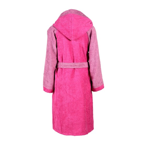 Μπουρνούζι Παιδικό Με Κουκούλα Kids Bath Happy Smile Fuchsia Cotton Dimcol 1Τεμ