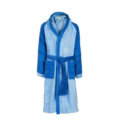 Μπουρνούζι Παιδικό Με Κουκούλα Kids Bath Happy Smile Blue Light Cotton Dimcol 1Τεμ